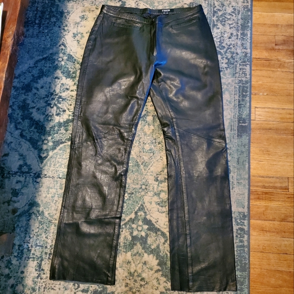 Vintage Trek New York Black Italian Lamb Leather Pants
